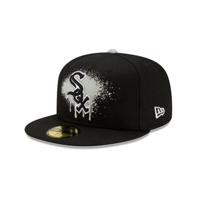 Black Chicago White Sox Hat - New Era MLB Drip Front 59FIFTY Fitted Caps USA8306154